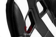 CPA1026 BLACK LEATHERETTE WITH WHITE STRIPES CIPHER AUTO RACING SEATS - PAIR