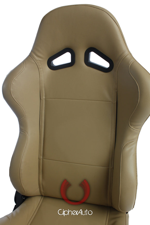 CPA1001 ALL TAN LEATHERETTE CIPHER AUTO RACING SEATS - PAIR