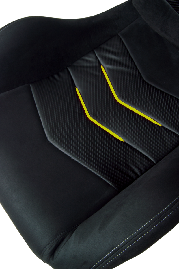 CPA1075 Black Micro Suede With CF PU Leatherette inserts W/ Yellow Accents Universal Racing Seats - Pair