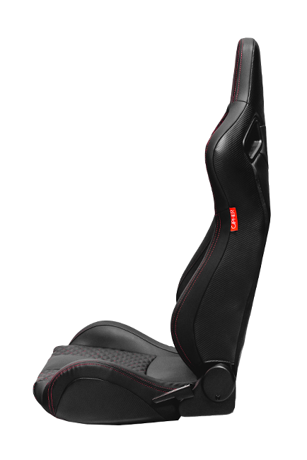CPA2009RS AR-9 Revo Racing Seats Black Leatherette Carbon Fiber with Red Diamond Stitching - Pair (NEW)