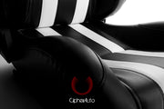CPA1026 BLACK LEATHERETTE WITH WHITE STRIPES CIPHER AUTO RACING SEATS - PAIR