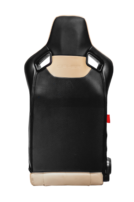 CPA2009RS Cipher Racing Seats Champagne Beige Leatherette Carbon Fiber w/ Beige Stitching - Pair
