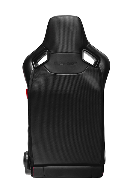 CPA2009RS Cipher Racing Seats Black Leatherette Carbon Fiber w/ Red Stitching - Pair