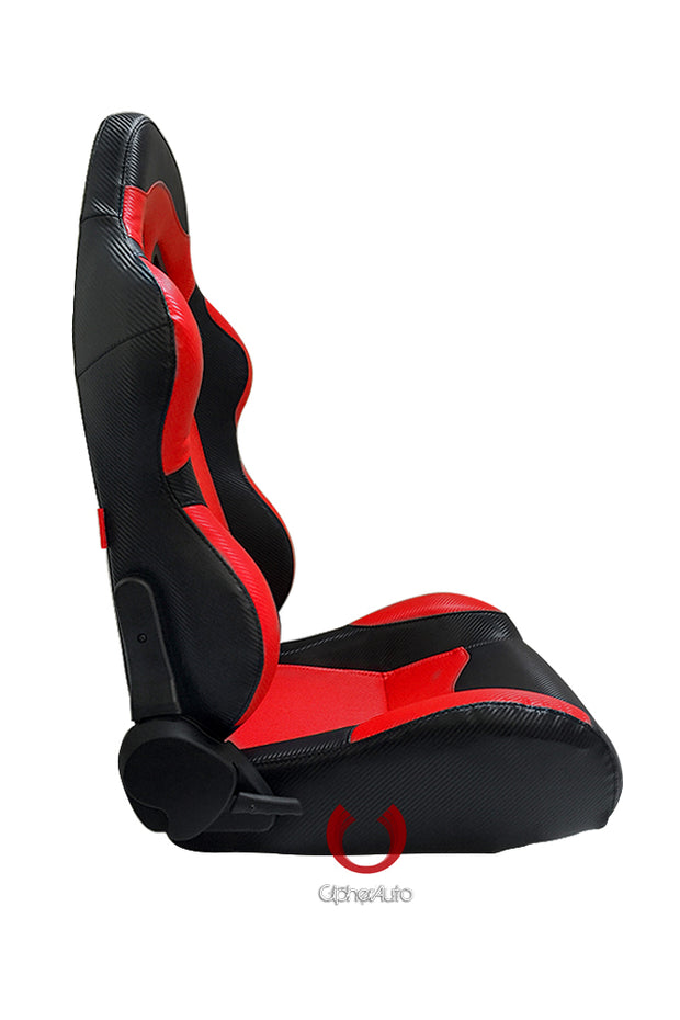 CPA1003CFBKRD FULL CARBON FIBER PU CIPHER AUTO RACING SEATS IN BLACK AND RED – PAIR