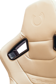 CPA2009RS Cipher Racing Seats Champagne Beige Leatherette Carbon Fiber w/ Beige Stitching - Pair