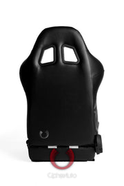 CPA1026 BLACK LEATHERETTE WITH WHITE STRIPES CIPHER AUTO RACING SEATS - PAIR