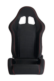 CPA1016 BLACK CLOTH W/ OUTER RED STITCHING CIPHER AUTO RACING SEATS - PAIR