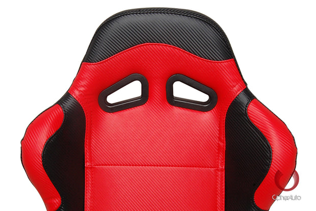 CPA1003CFBKRD FULL CARBON FIBER PU CIPHER AUTO RACING SEATS IN BLACK AND RED – PAIR