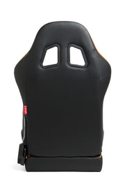 CPA1031 BLACK LEATHERETTE WITH ORANGE ACCENT PIPING CIPHER AUTO RACING SEATS - PAIR