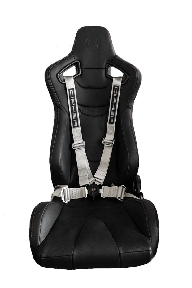 CPA4001SVV2 Silver 4 Point 2 Inches Camlock Quick Release Racing Harness - CIPHER Logo Version 2 - Pair
