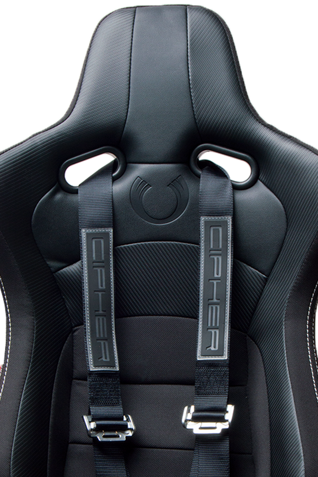 CPA4001BKV2 Black 4 Point 2 Inches Camlock Quick Release Racing Harness - CIPHER Logo Version 2 - Pair