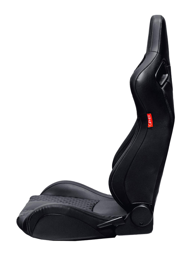 CPA2009RS AR-9 Revo Racing Seats Black Leatherette Carbon Fiber with Gray Diamond Stitching - Pair