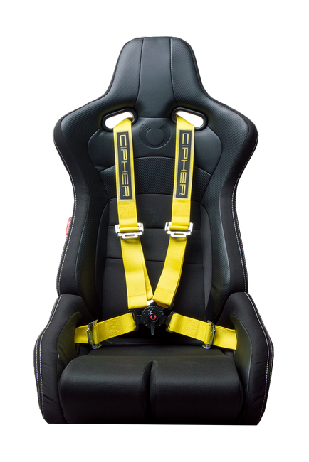 CPA4001YLV2 Yellow 4 Point 2 Inches Camlock Quick Release Racing Harness - CIPHER Logo Version 2 - Pair