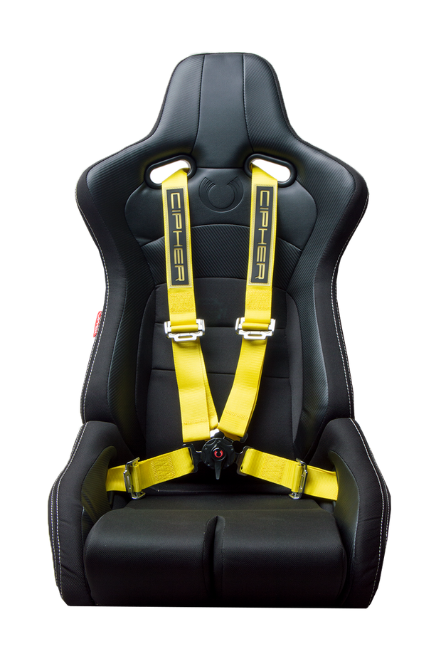 CPA4001YLV2 Yellow 4 Point 2 Inches Camlock Quick Release Racing Harness - CIPHER Logo Version 2 - Pair