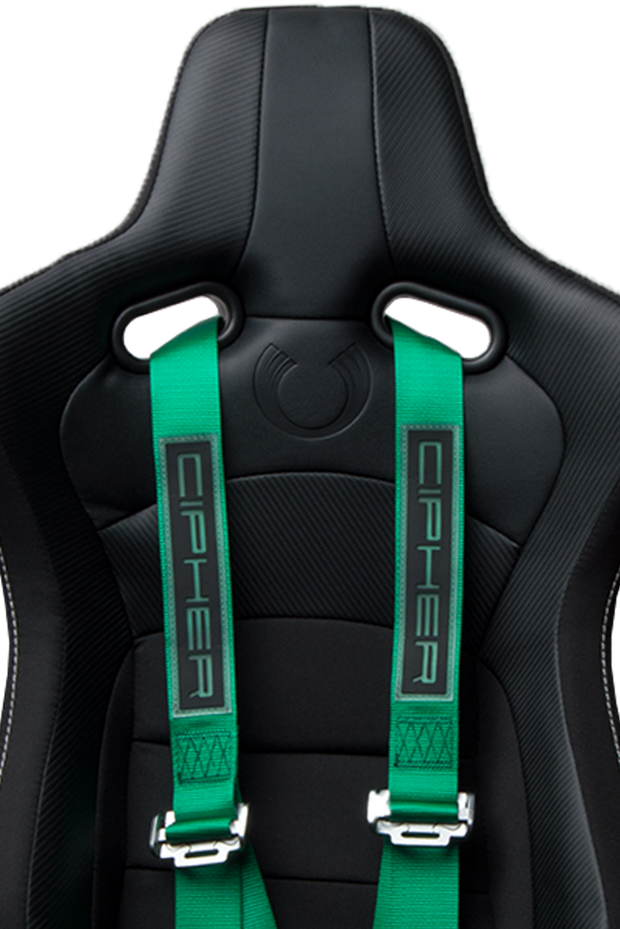 CPA4001GNV2 Green 4 Point 2 Inches Camlock Quick Release Racing Harness - CIPHER Logo Version 2 - Pair