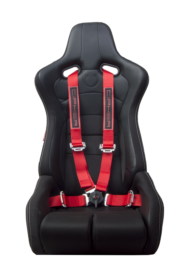 CPA4001RDV2 Red 4 Point 2 Inches Camlock Quick Release Racing Harness - CIPHER Logo Version 2 - Pair