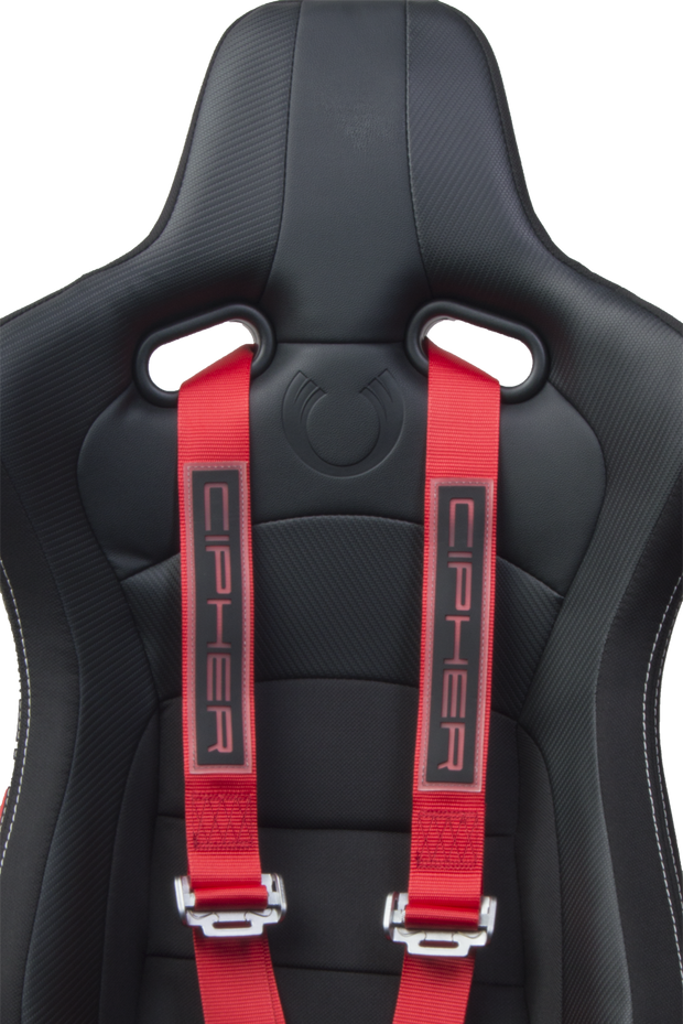 CPA4001RDV2 Red 4 Point 2 Inches Camlock Quick Release Racing Harness - CIPHER Logo Version 2 - Pair