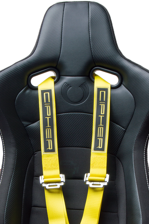 CPA4001YLV2 Yellow 4 Point 2 Inches Camlock Quick Release Racing Harness - CIPHER Logo Version 2 - Pair