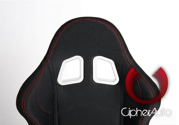 CPA1016 BLACK CLOTH W/ OUTER RED STITCHING CIPHER AUTO RACING SEATS - PAIR