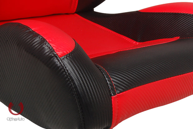 CPA1003CFBKRD FULL CARBON FIBER PU CIPHER AUTO RACING SEATS IN BLACK AND RED – PAIR