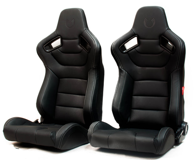 CPA2009PCFBK  CIPHER RACING SEATS BLACK LEATHERETTE CARBON FIBER W/ GREY STITCHING - PAIR