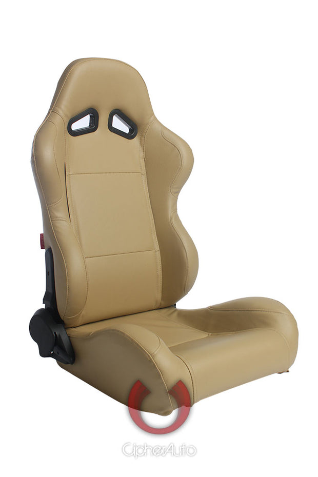 CPA1001 ALL TAN LEATHERETTE CIPHER AUTO RACING SEATS - PAIR