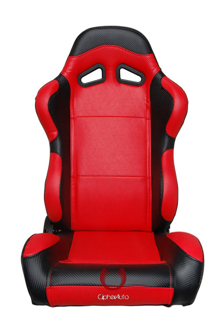 CPA1003CFBKRD FULL CARBON FIBER PU CIPHER AUTO RACING SEATS IN BLACK AND RED – PAIR