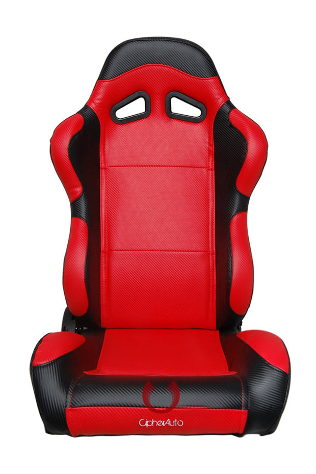 CPA1003CFBKRD FULL CARBON FIBER PU CIPHER AUTO RACING SEATS IN BLACK AND RED – PAIR
