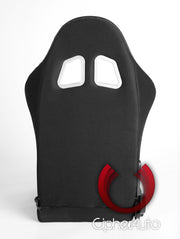 CPA1016 BLACK CLOTH W/ OUTER RED STITCHING CIPHER AUTO RACING SEATS - PAIR