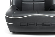 CPA3004 ALL BLACK LEATHERETTE W/ WHITE PIPING CIPHER AUTO UNIVERSAL FIXED BACK SUSPENSION SEAT - SINGLE