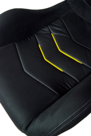 CPA1075 Black Micro Suede With CF PU Leatherette inserts W/ Yellow Accents Universal Racing Seats - Pair