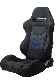 CPA1075 Black Micro Suede With CF PU Leatherette inserts W/ Blue Accents Universal Racing Seats - Pair