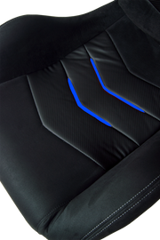 CPA1075 Black Micro Suede With CF PU Leatherette inserts W/ Blue Accents Universal Racing Seats - Pair