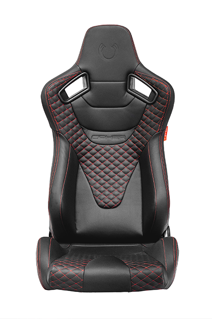 CPA2009RS AR-9 Revo Racing Seats Black Leatherette Carbon Fiber with Red Diamond Stitching - Pair (NEW)