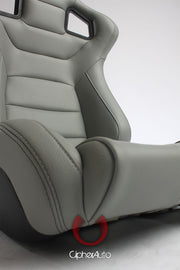 CPA2001PCFGY CIPHER EURO RACING SEATS GRAY LEATHERETTE CARBON FIBER W/ DARK GREY STITCHING - Pair