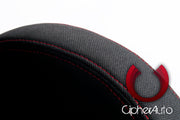 CPA1016 BLACK CLOTH W/ OUTER RED STITCHING CIPHER AUTO RACING SEATS - PAIR