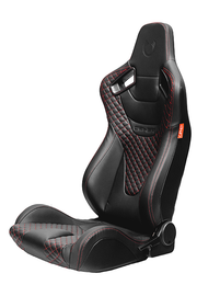 CPA2009RS AR-9 Revo Racing Seats Black Leatherette Carbon Fiber with Red Diamond Stitching - Pair (NEW)