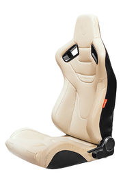 CPA2009RS Cipher Racing Seats Champagne Beige Leatherette Carbon Fiber w/ Beige Stitching - Pair