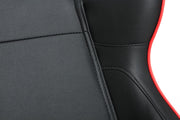 CPA1031 BLACK LEATHERETTE WITH RED ACCENT PIPING CIPHER AUTO RACING SEATS - PAIR