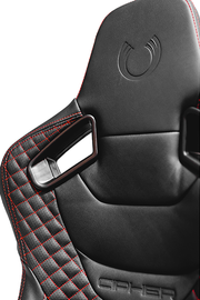 CPA2009RS AR-9 Revo Racing Seats Black Leatherette Carbon Fiber with Red Diamond Stitching - Pair (NEW)