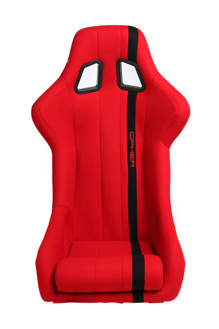 CPA1008 ALL RED FABRIC W/ BLACK STRIPE CIPHER AUTO FULL BUCKET RACING SEAT - FIBER GLASS - SINGLE