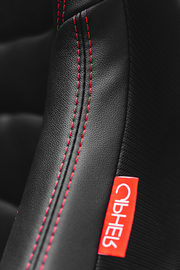 CPA2001 Cipher Euro Racing Seats Black Leatherette Carbon Fiber w/ Red Stitching - Pair