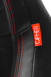 CPA2009RS Cipher Racing Seats Black Leatherette Carbon Fiber w/ Red Stitching - Pair