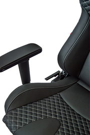 RS Racing Style Seat Black Leatherette Carbon Fiber with Grey Diamond Stitching Premium Office/Gaming Chair