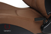 CPA2001PCFER CIPHER EURO RACING SEATS MOCHA LEATHERETTE CARBON FIBER W/ BROWN STITCHING - PAIR