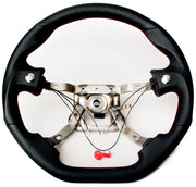 Enhanced Steering Wheel for Mazda Miata NA Leather with Magenta/Red Wine Stitching 