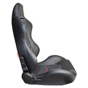 CPA1075 Black Leatherette w/ Micro Suede Inserts w/ Red Accents Universal Racing Seats - Pair (NEW!)---