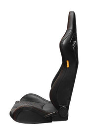 CPA2009RS AR-9 Revo Racing Seats Black Leatherette Carbon Fiber with Orange Diamond Stitching - Pair