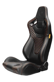 CPA2009RS AR-9 Revo Racing Seats Black Leatherette Carbon Fiber with Orange Diamond Stitching - Pair