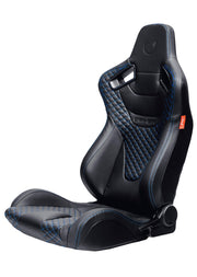 CPA2009RS AR-9 Revo Racing Seats Black Leatherette Carbon Fiber with Blue Diamond Stitching - Pair